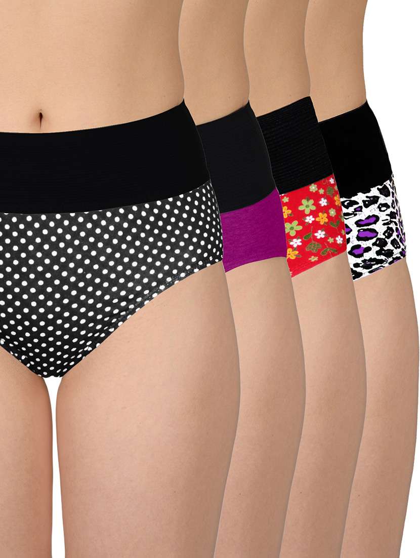 set of 4 multicolored cotton panties