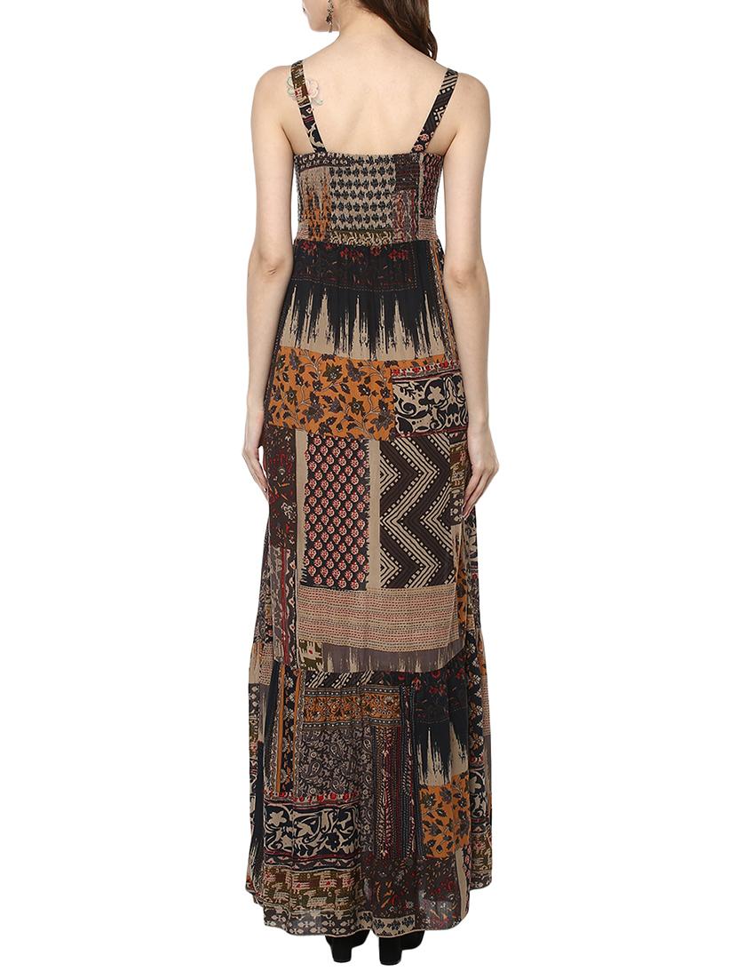 brown rayon maxi dress - 13081872 - Standard Image - 2