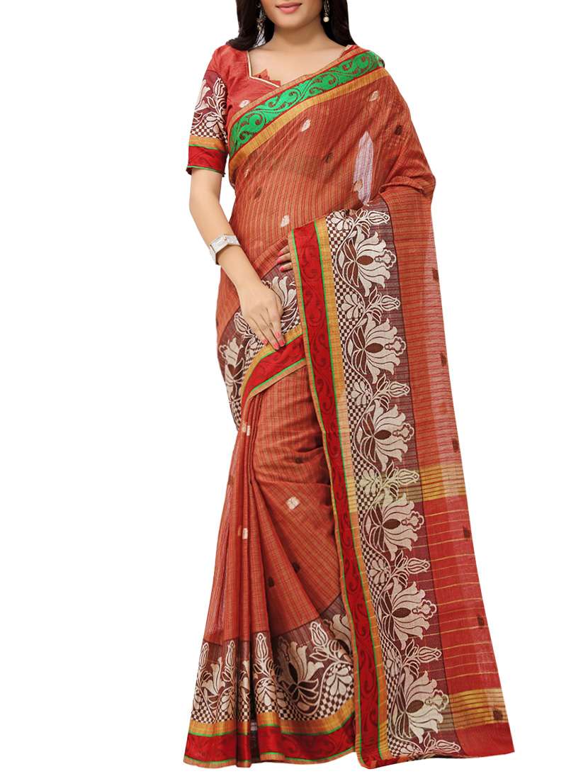 red chanderi saree