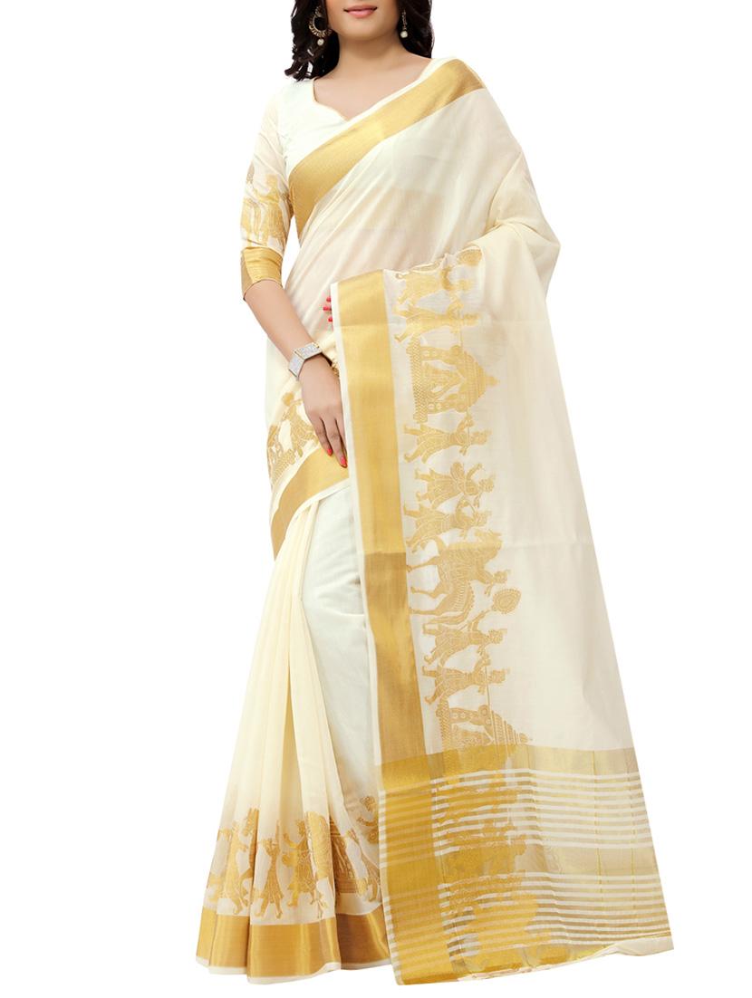 white cotton woven saree with blouse