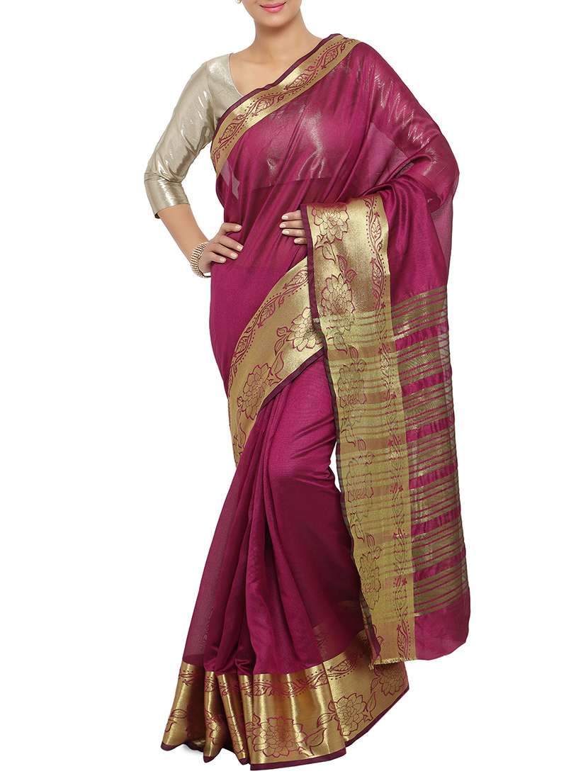 pink color Bordered saree with blouse