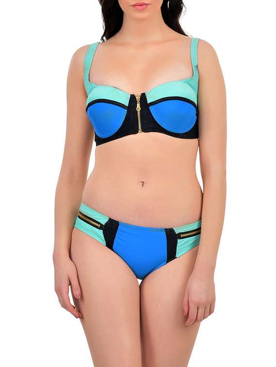 blue polyester bikini