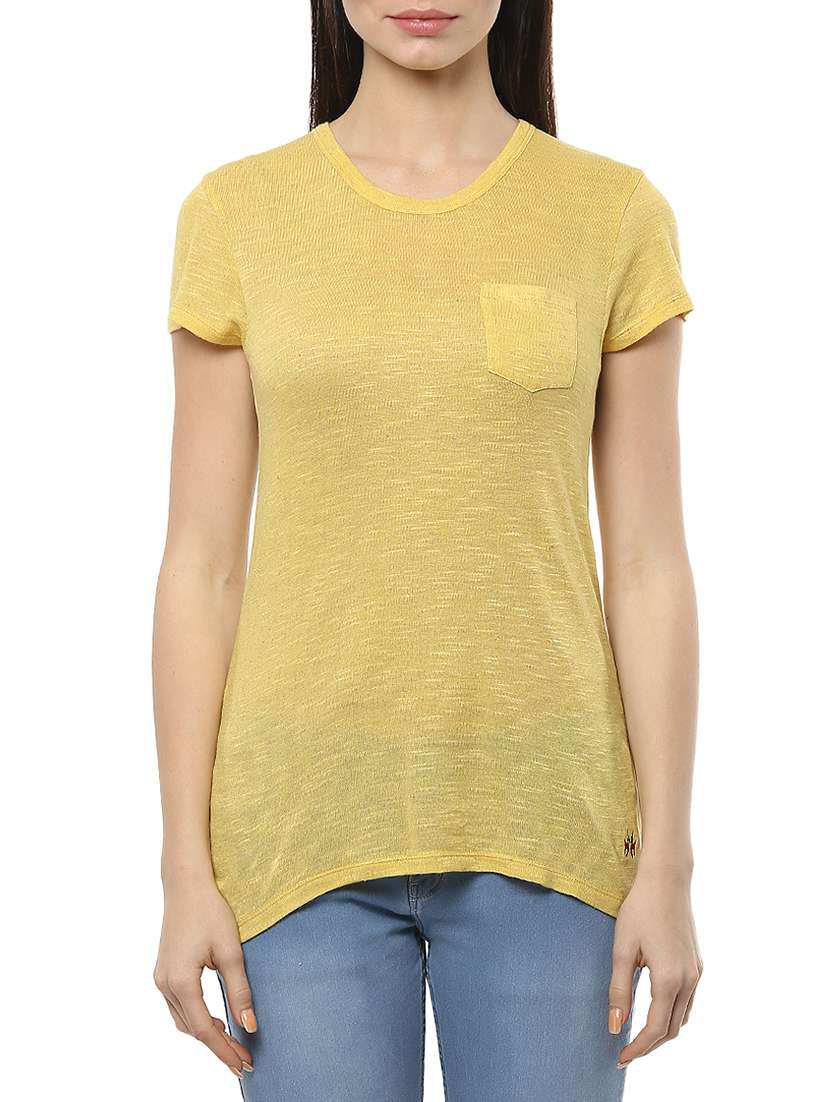 yellow cotton regular tshirt