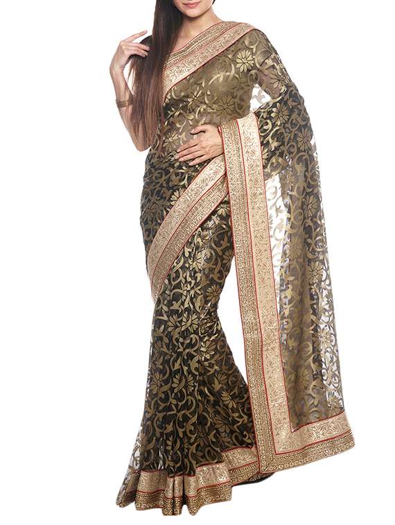 gold woven saree with blouse