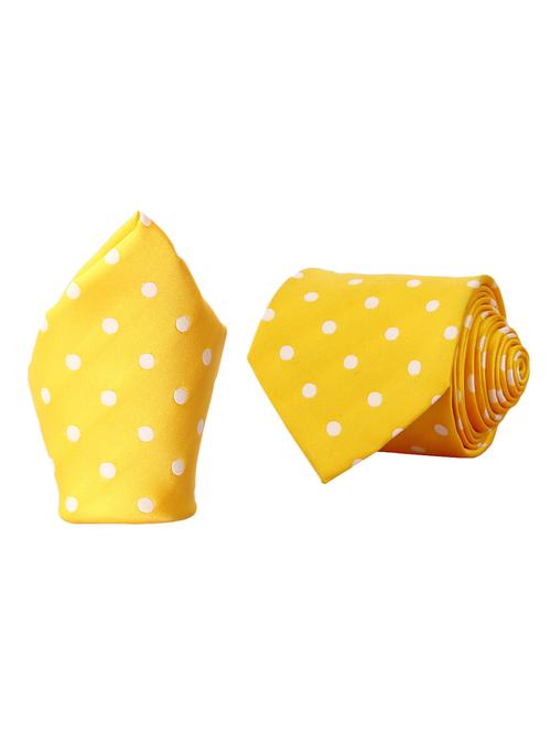 yellow micro fiber tie and a pocket square - 13092524 - Standard Image - 0