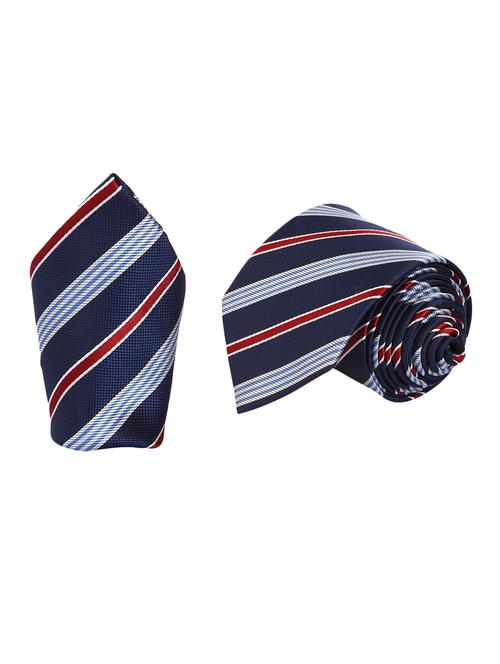 blue micro fiber tie and a pocket square - 13092542 - Standard Image - 0