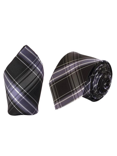 black micro fiber tie and a pocket square - 13092547 - Standard Image - 0