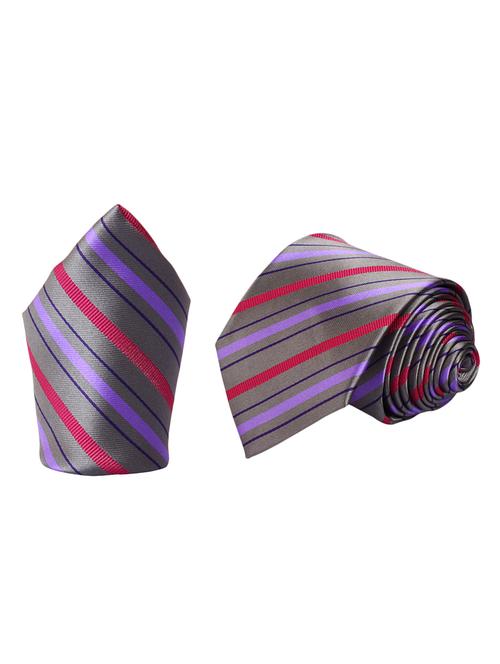 grey micro fiber tie and a pocket square - 13092551 - Standard Image - 0