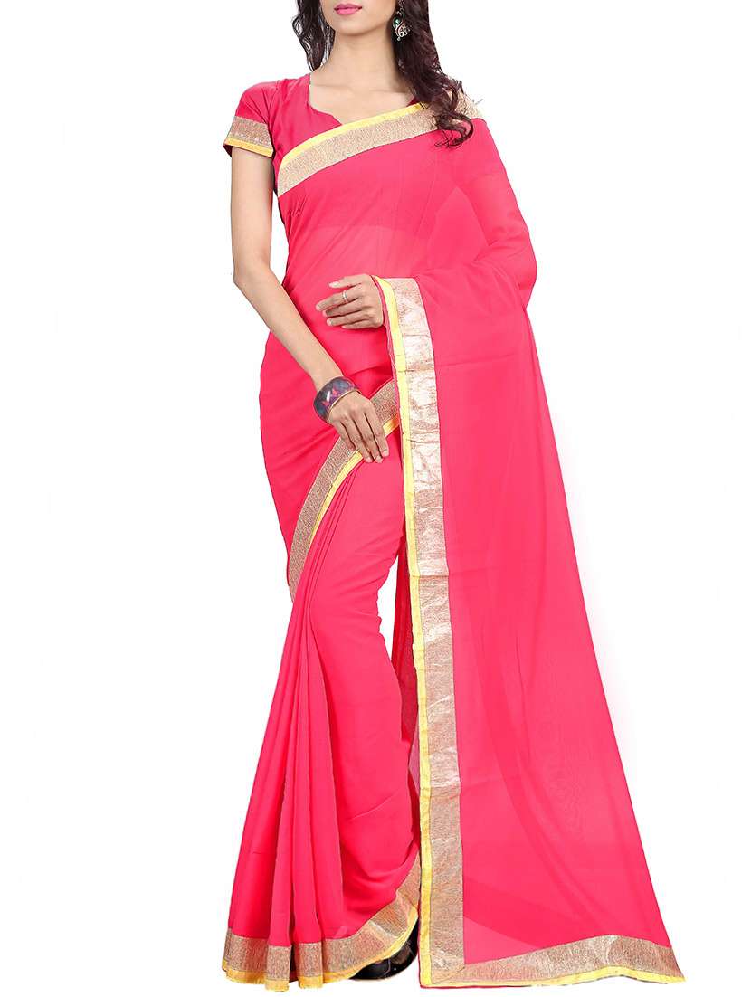 pink silk bordered saree with blouse