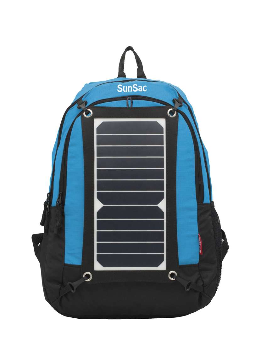 blue polyester backpack