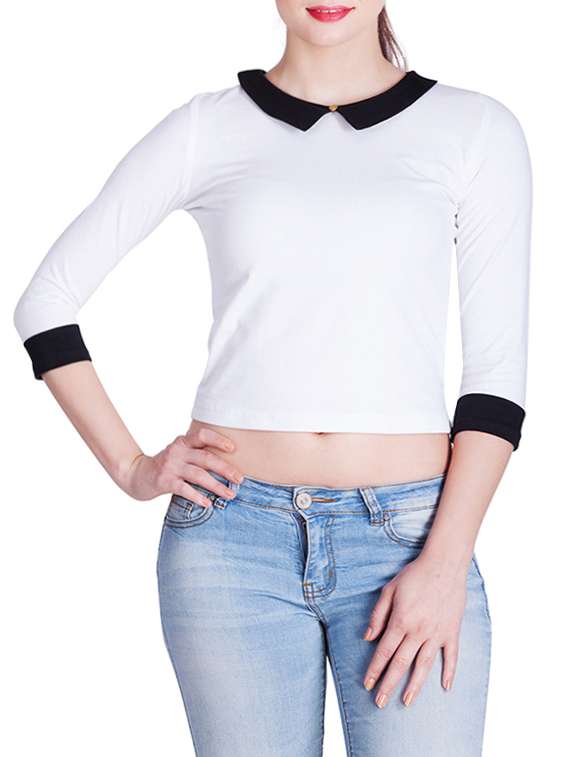 white jersey crop top