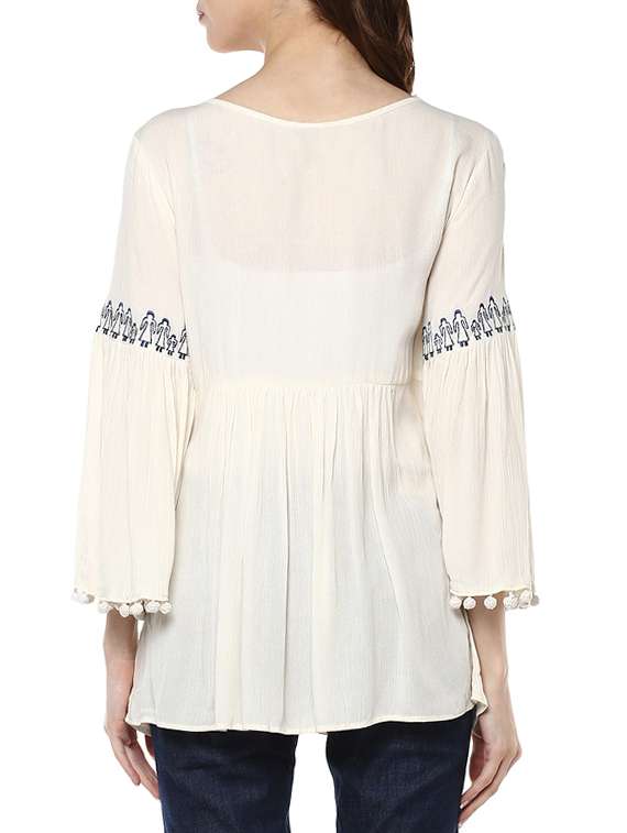 cream rayon top - 13096682 -  Standard Image - 2