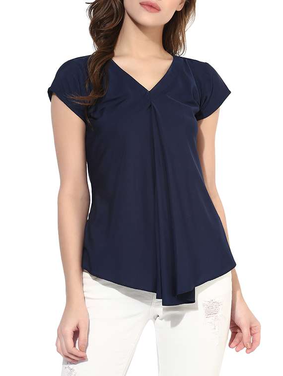 blue crepe regular top
