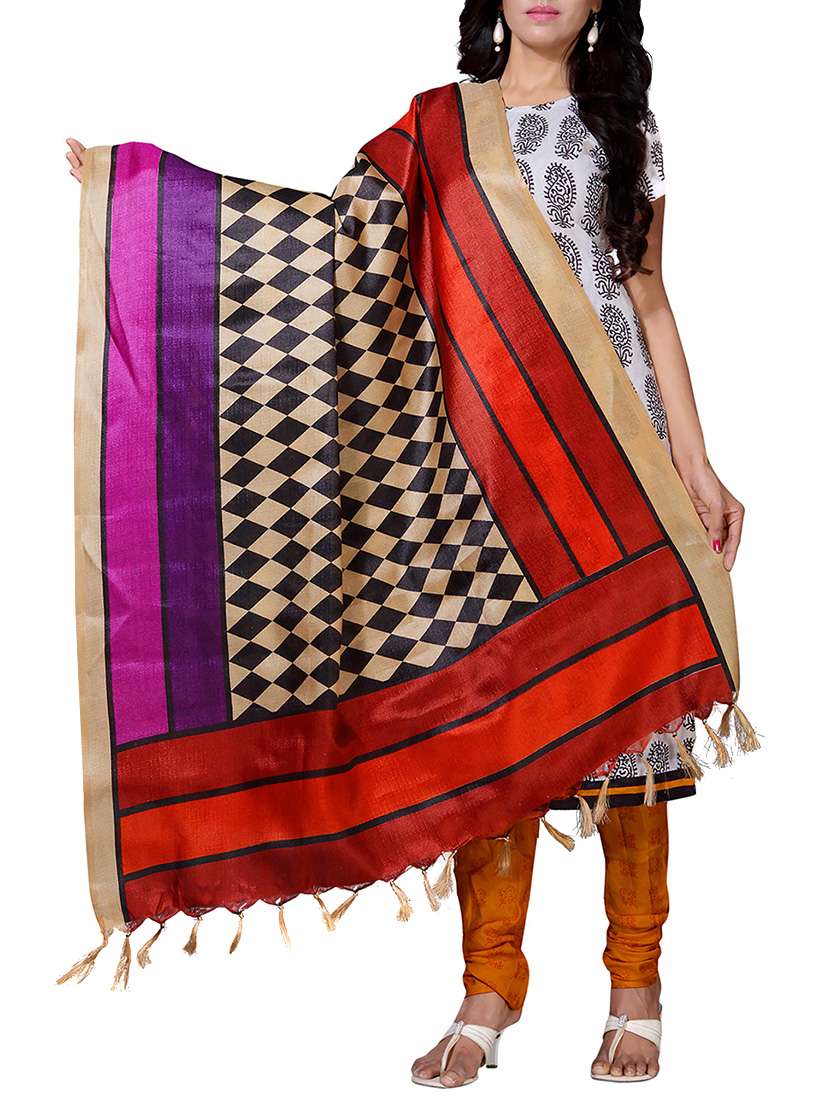 multi colored cotton blend dupatta
