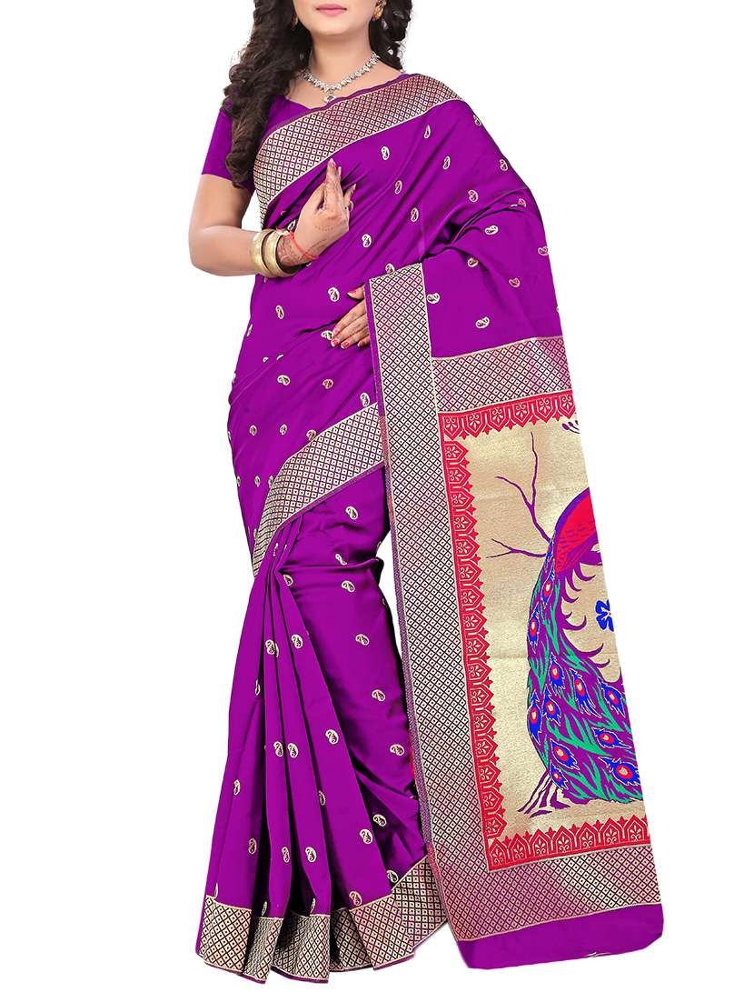 purple art silk kanjivaram saree with blouse