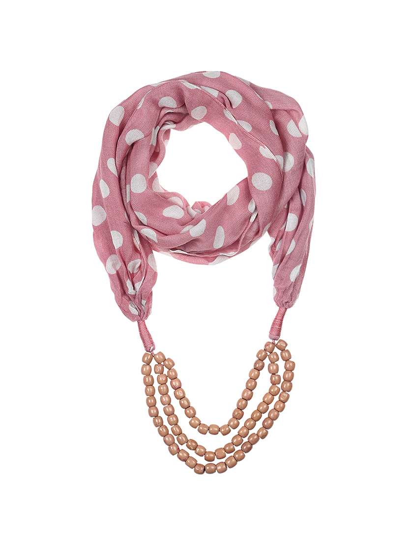pink viscose polka dot scarf