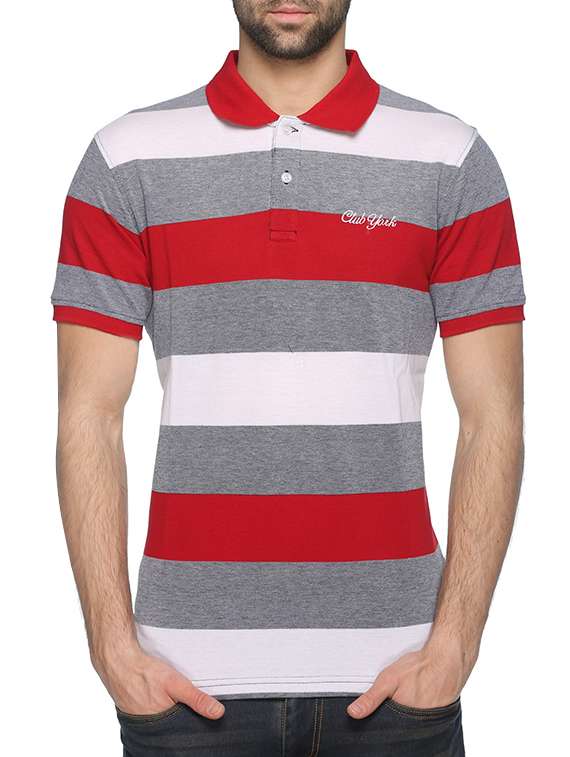 red cotton striped t-shirt
