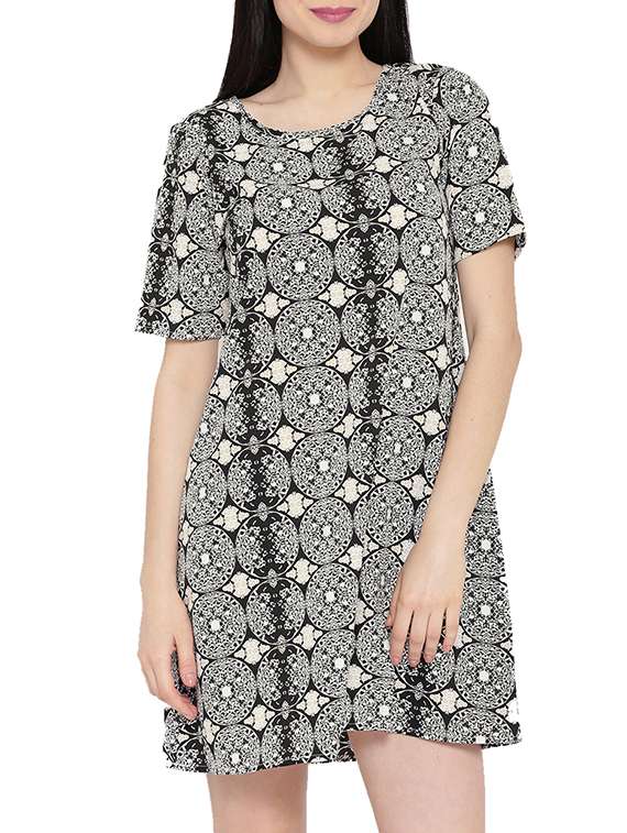 women's shift self design dress