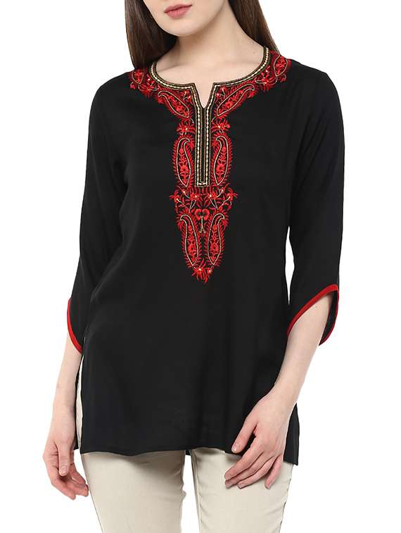 black viscose straight kurti