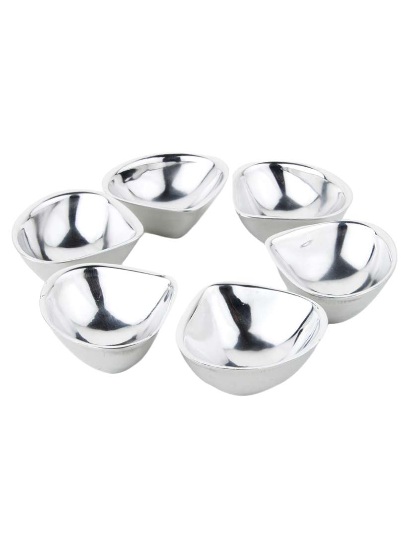 double walled stainless steel diyas (set of 6, silver)