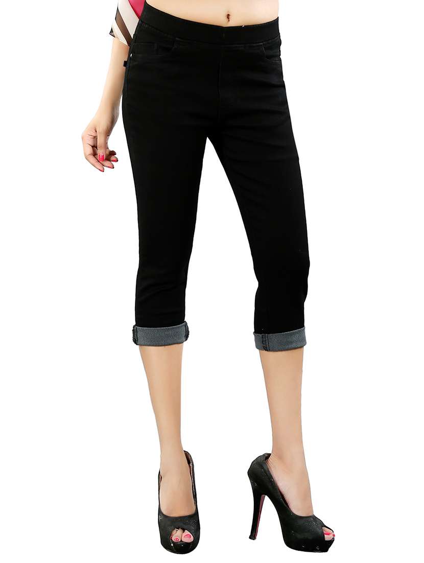 black denim capri