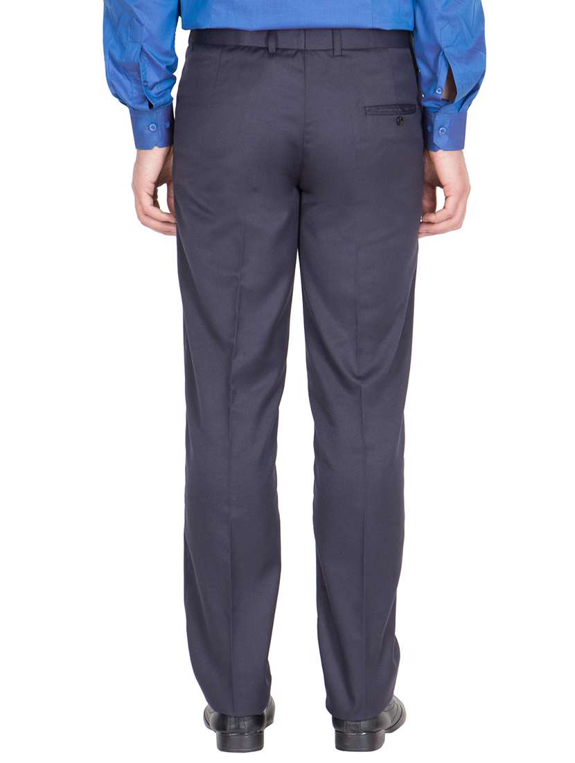 navy blue viscose flat front trousers formal - 13108795 - Standard Image - 2