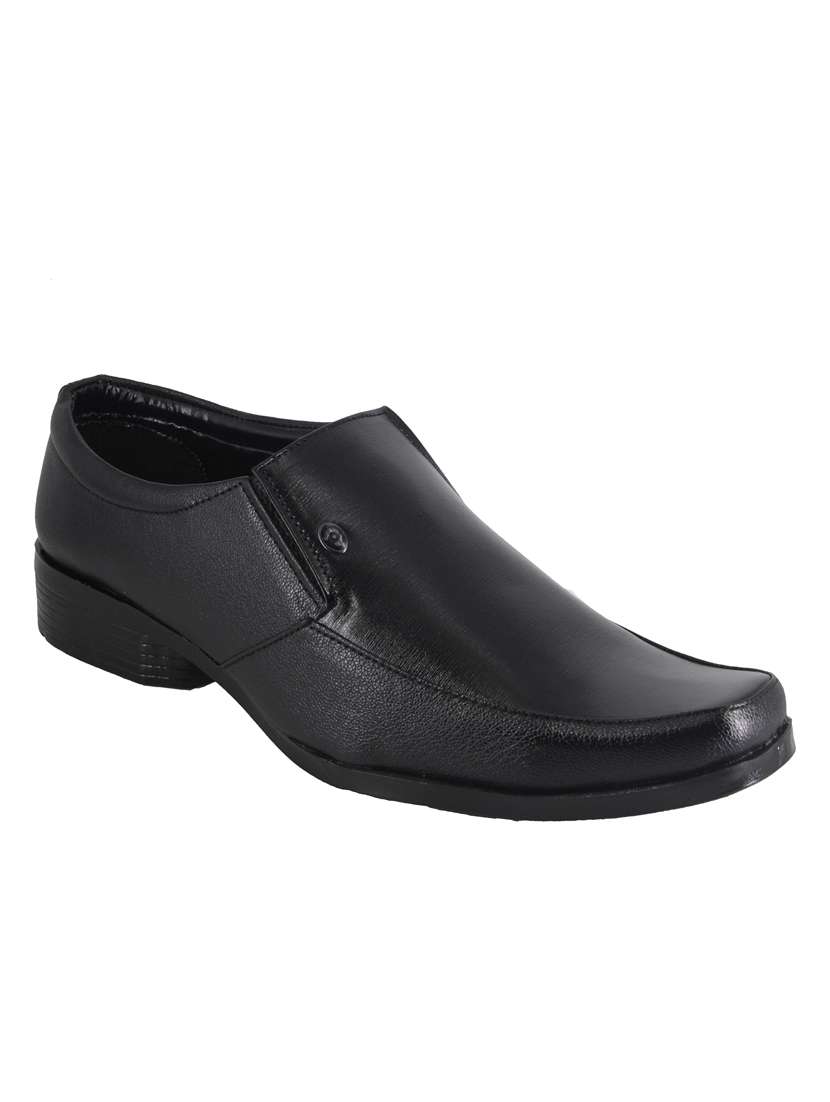 black leatherette slip on