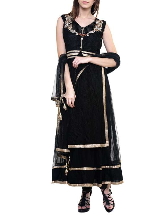 black net embellished anarkali suit