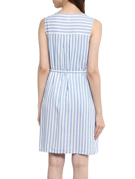 Blue Striped Rayon Shirt Dress - 13112225 -  Standard Image - 2