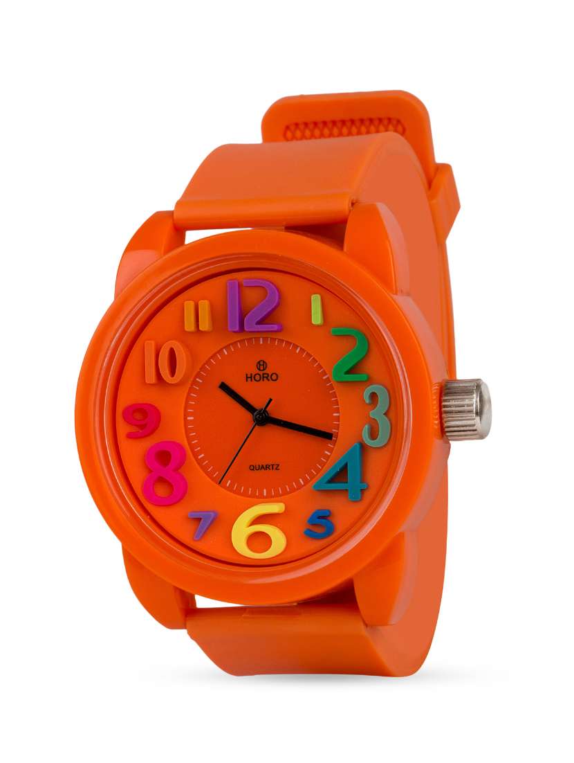 orange 3d round dial kids watch