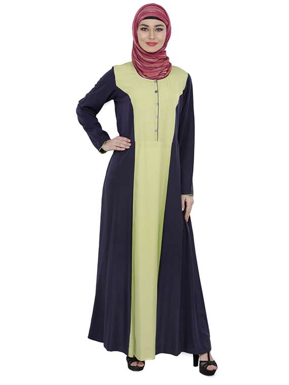 navy blue and lime abaya