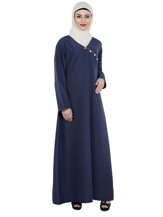 solid navy blue abaya