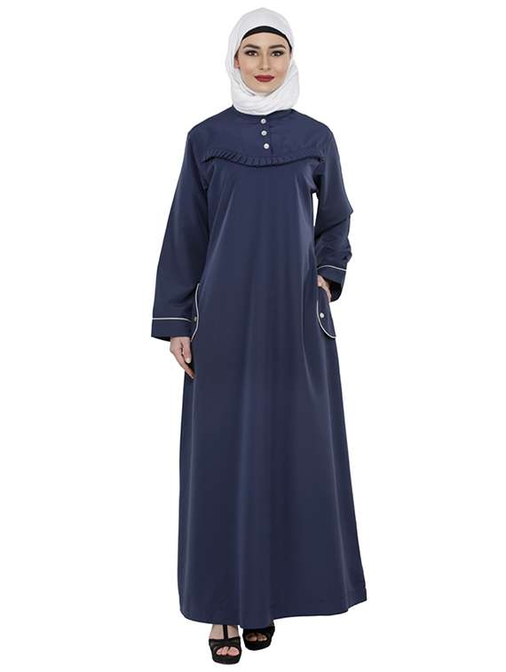 solid navy blue abaya