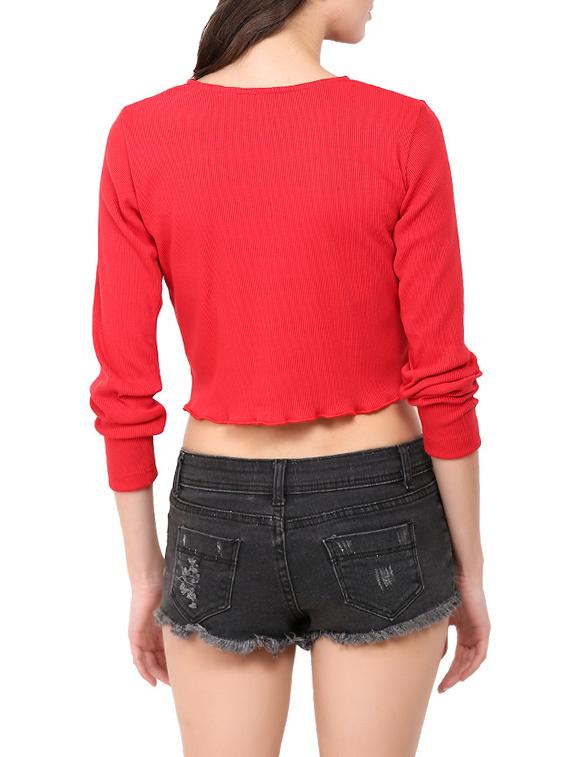 red cotton crop top - 13117689 - Standard Image - 2