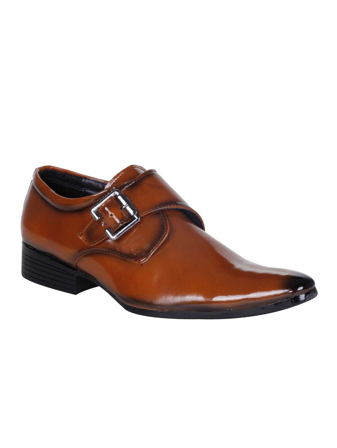 tan leatherette slip on monk strap