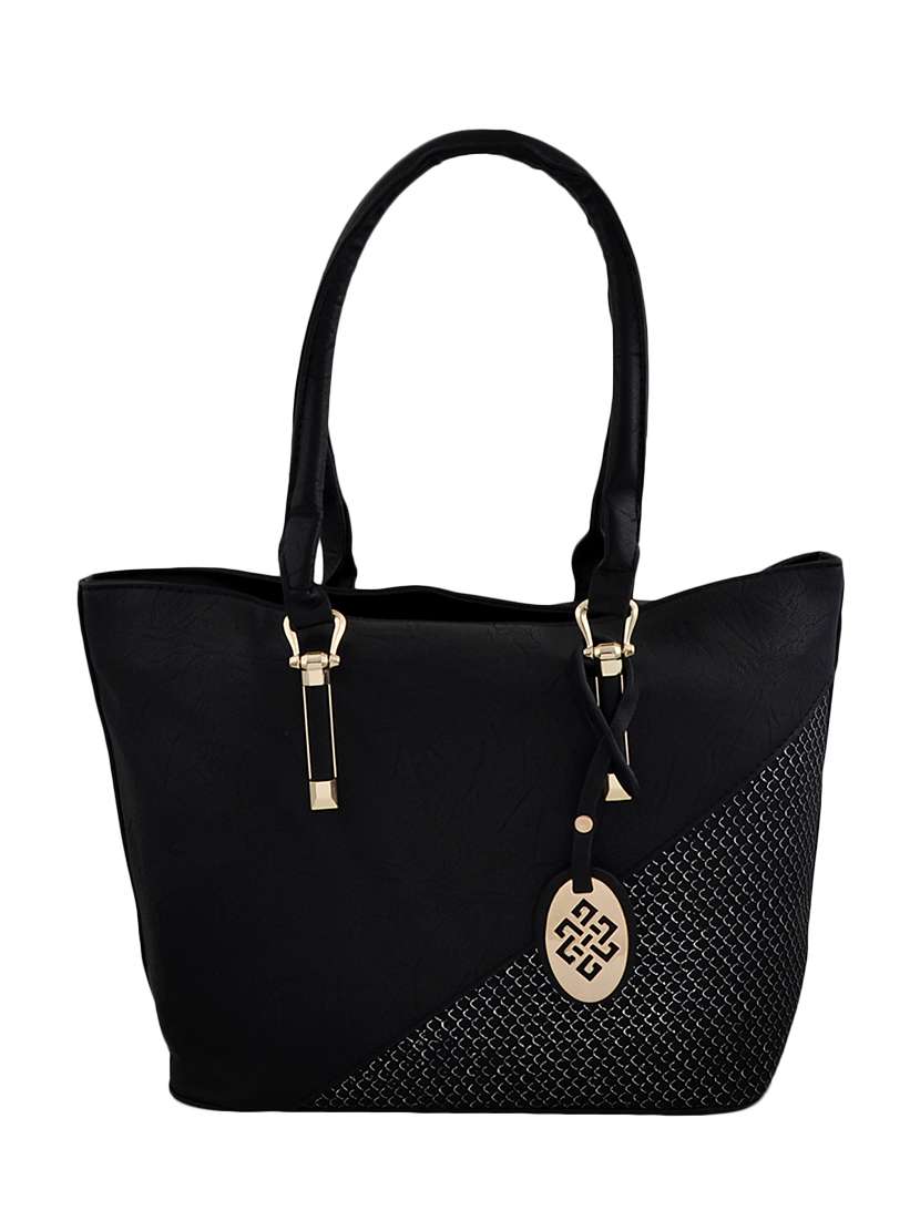 black leatherette handbag