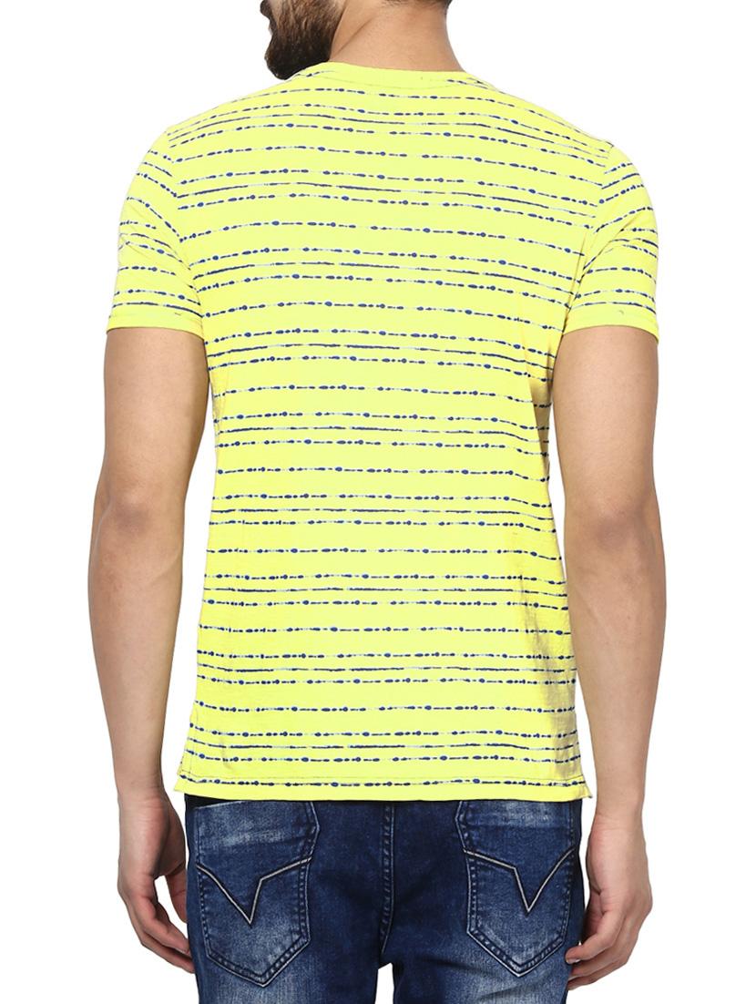 mufti mens yellow mid rise slim fit tshirts - 13119234 - Standard Image - 2