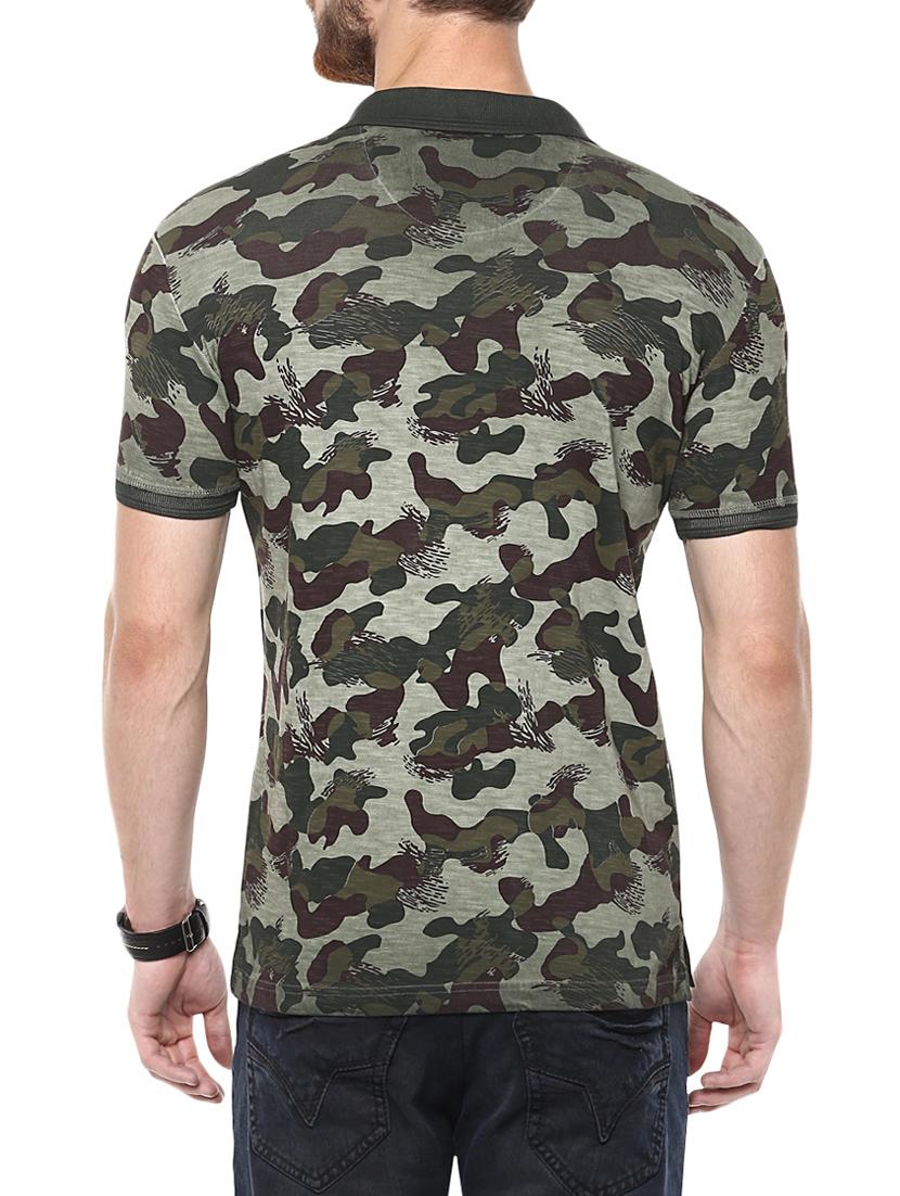 green cotton camouflage print polo t-shirt - 13119250 - Standard Image - 2