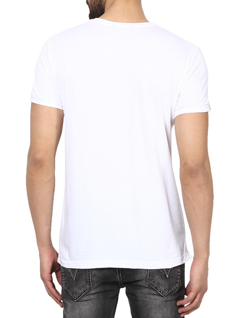 mufti mens white mid rise slim fit tshirts - 13119255 - Standard Image - 2