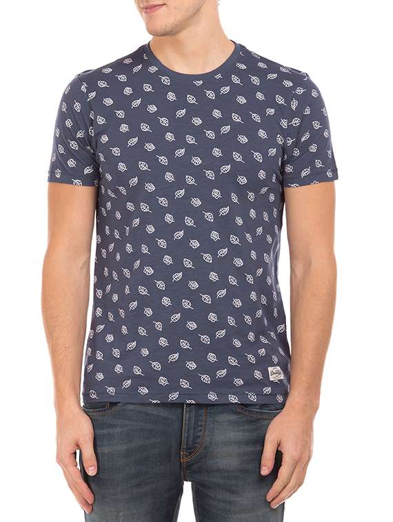 blue polyester printed t-shirt