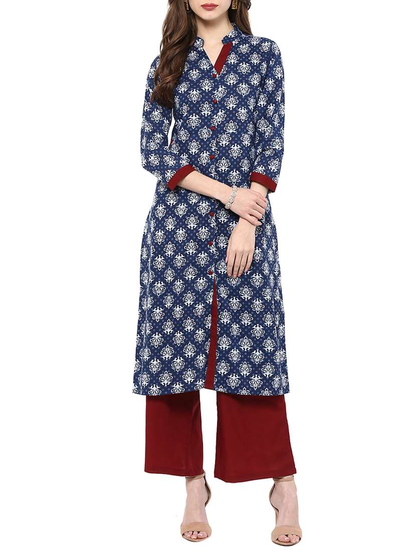 indigo cotton straight kurta