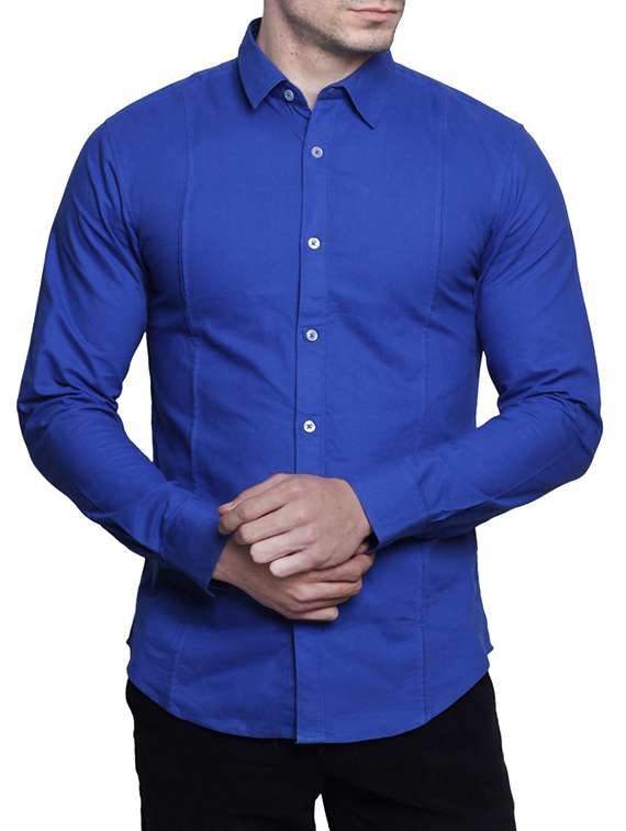 blue cotton casual shirt