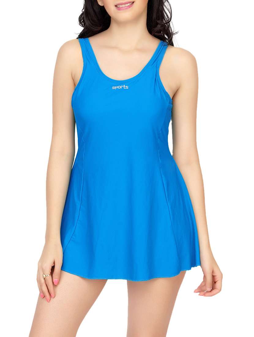 blue cotton functional swimsuit