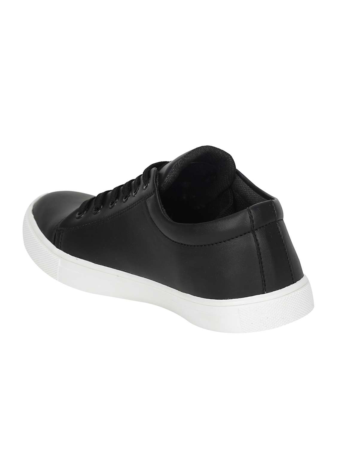 black leatherette lace up sneaker - 13131614 - Standard Image - 2
