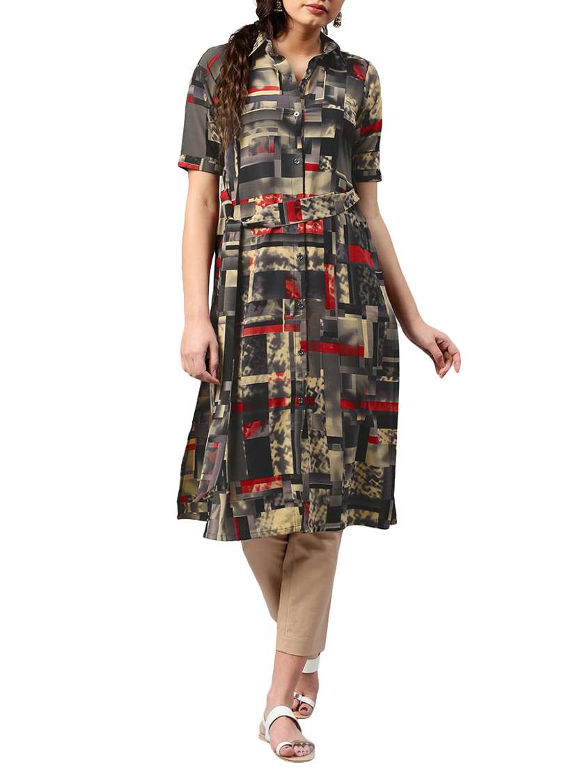 multi georgette printed  straight kurta