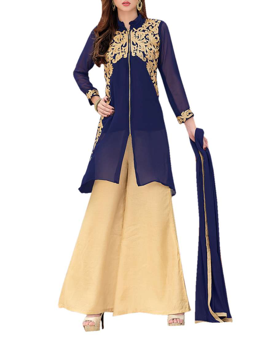 Blue georgette suit set