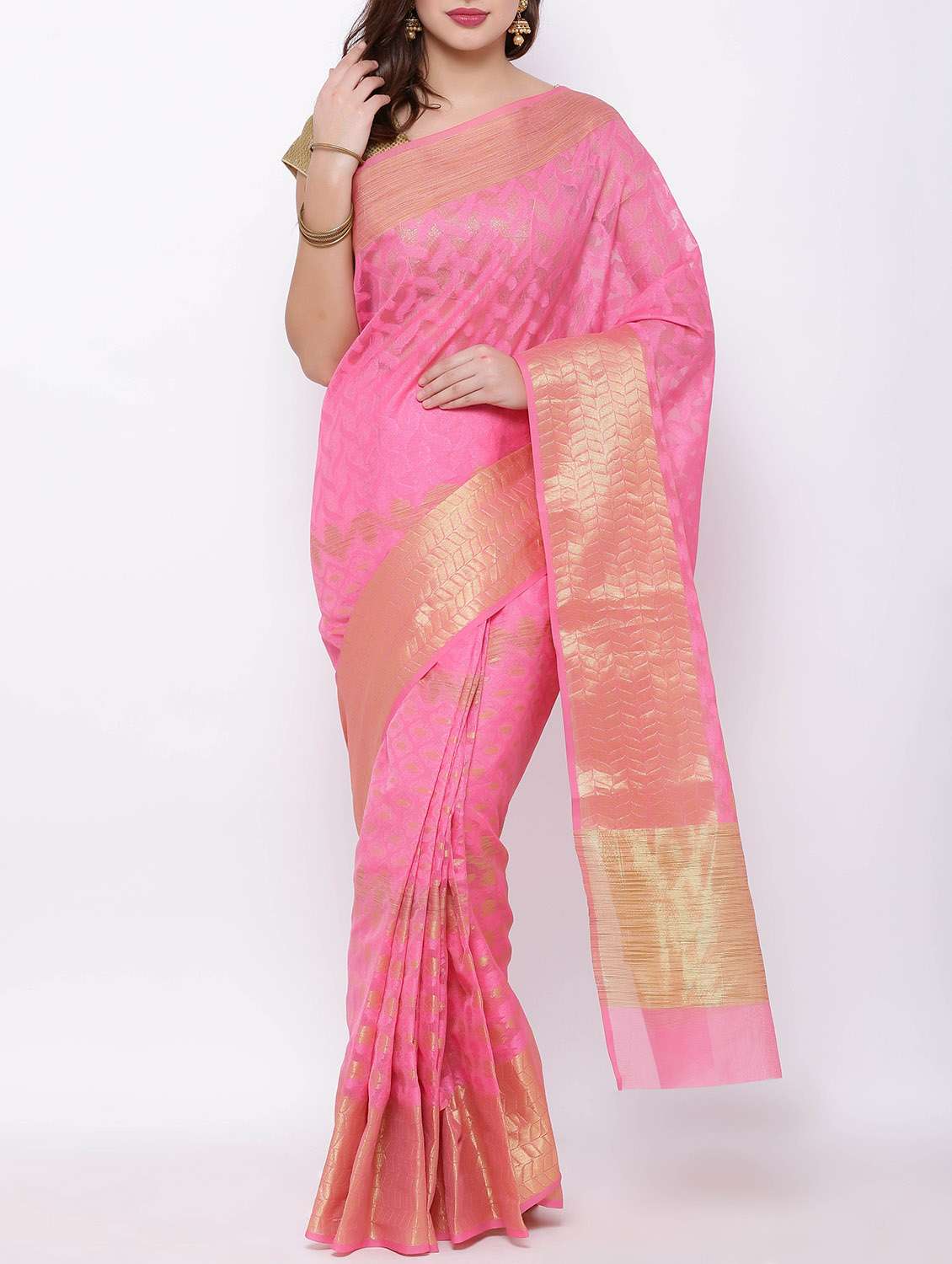 pink cotton saree