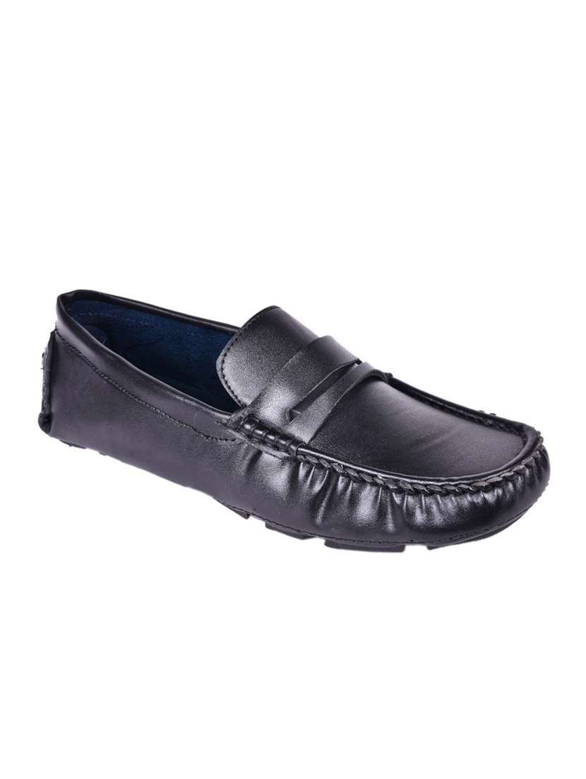 black leatherette slip on loafer