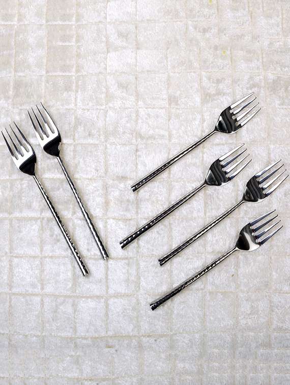 deziworkz full hammered 6 piece dinner fork set