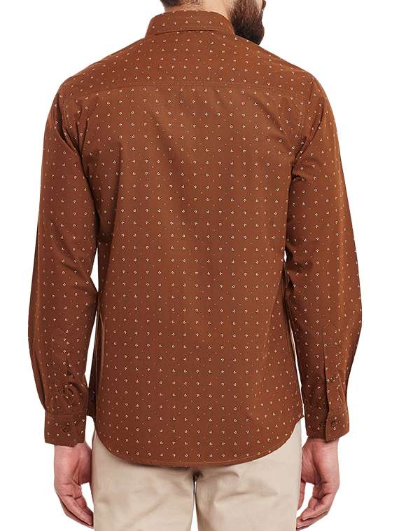 brown cotton printed casual shirt - 13144286 - Standard Image - 2
